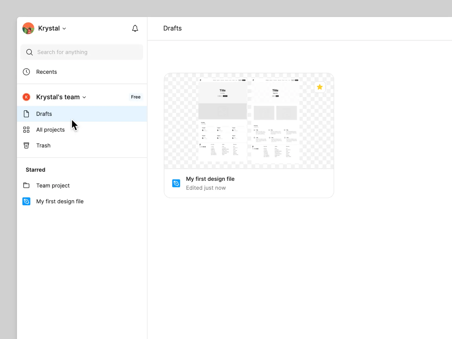 View your files, projects, and teams from the file browser.